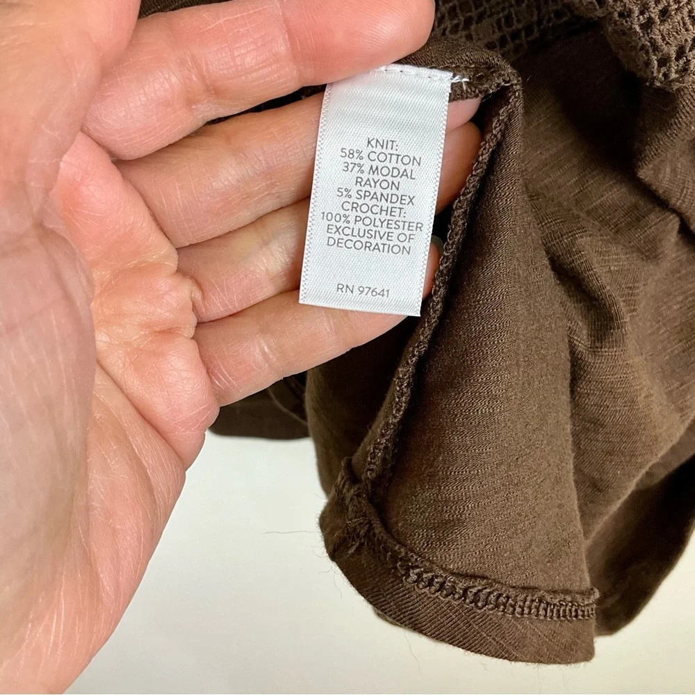 J.Jill Crochet details pima Cotton brown dress Size L - Picture 12 of 12